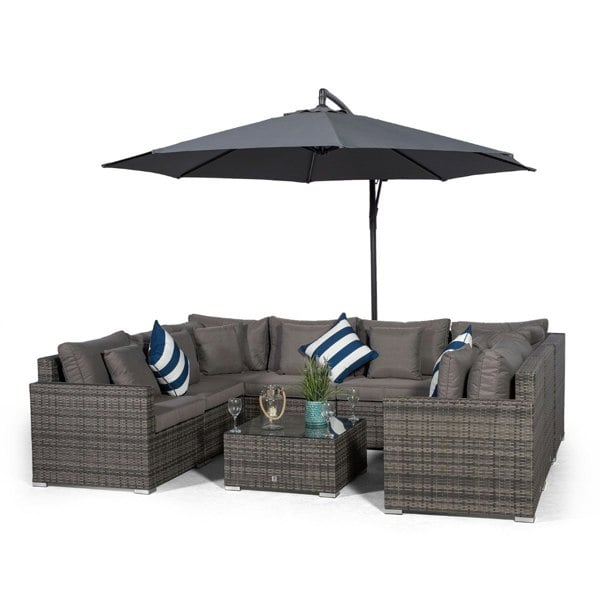 Giardino Havana 8 Seat Rattan Corner Sofa Conversation Set with Coffee Table