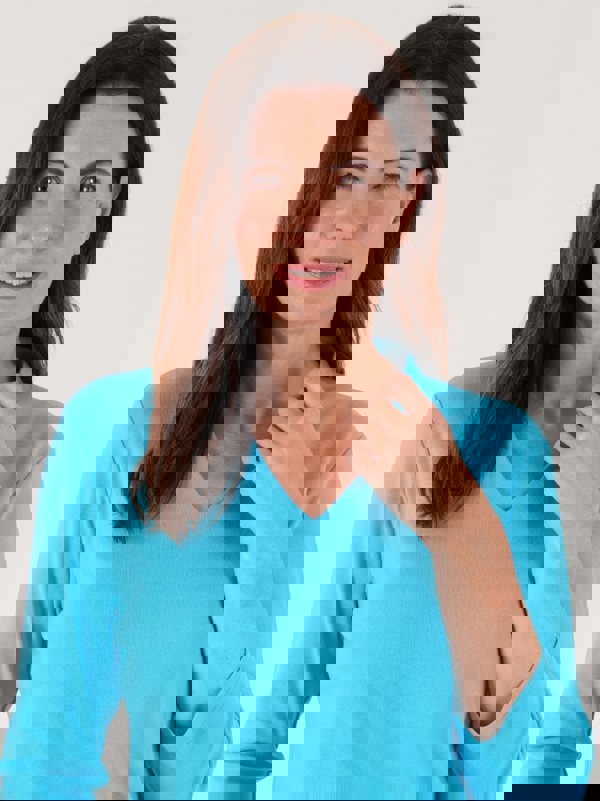 PennyPlain High Back V-neck Top - Lagoon