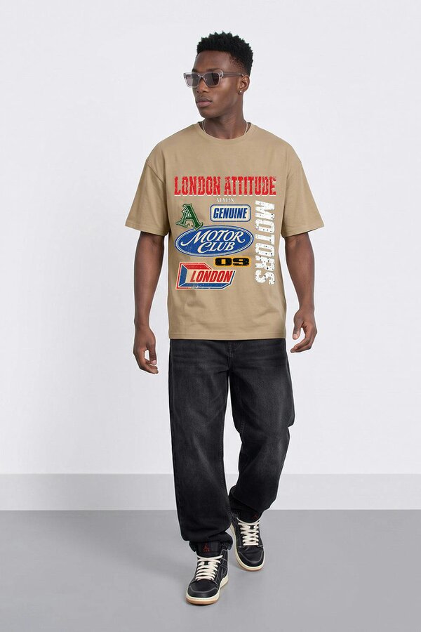 London Attitude Oversized Heavyweight Vintage Racing T-Shirt