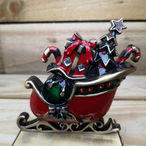Samuel Alexander 16cm Premier Present Filled Sleigh Christmas Stocking Hanger in Red and Green