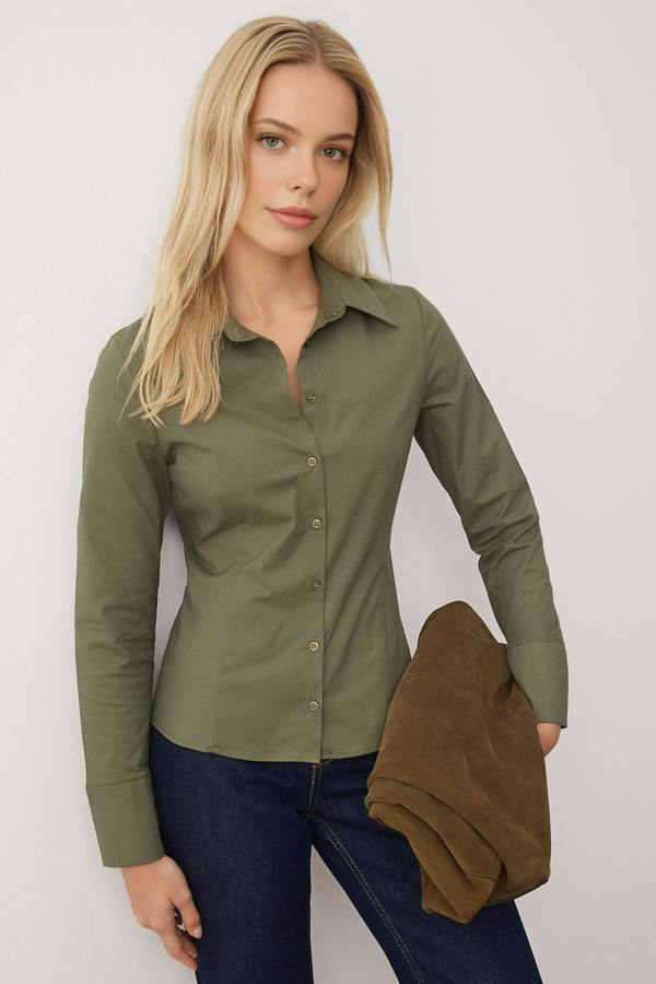 WOVCOR Waist-Fitting Cotton Woven Shirt