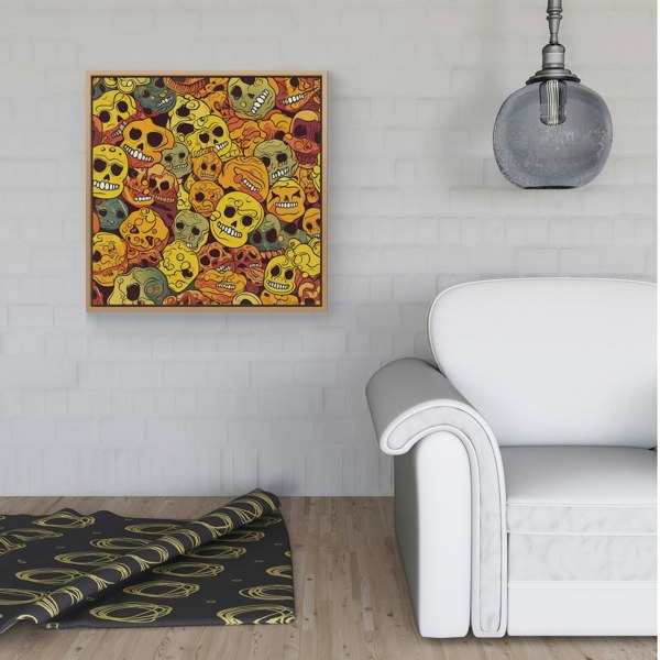 Warren Reed Autumnal Skulls Pattern Framed Canvas