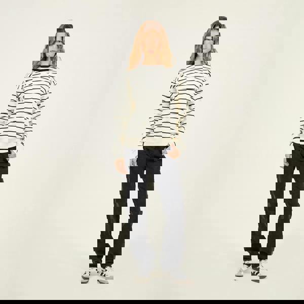 Brave Soul Cream Classic Stripe Crew Neck Sweatshirt - Cream Image 3