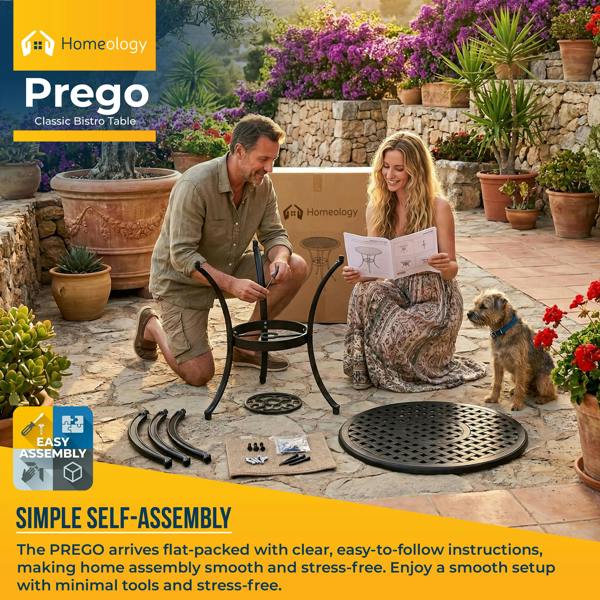 Homeology PREGO Garden and Patio Black Cast Aluminium Bistro Table