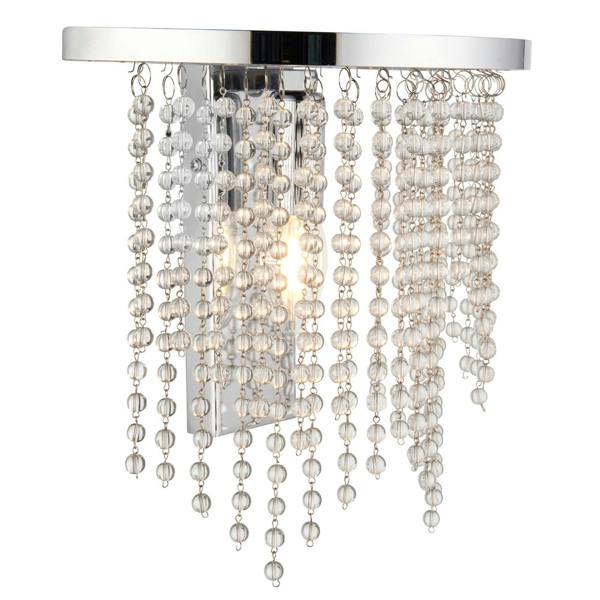 Pagazzi Lighting Rain Polished Chrome Wall Light with Crystal Droplets
