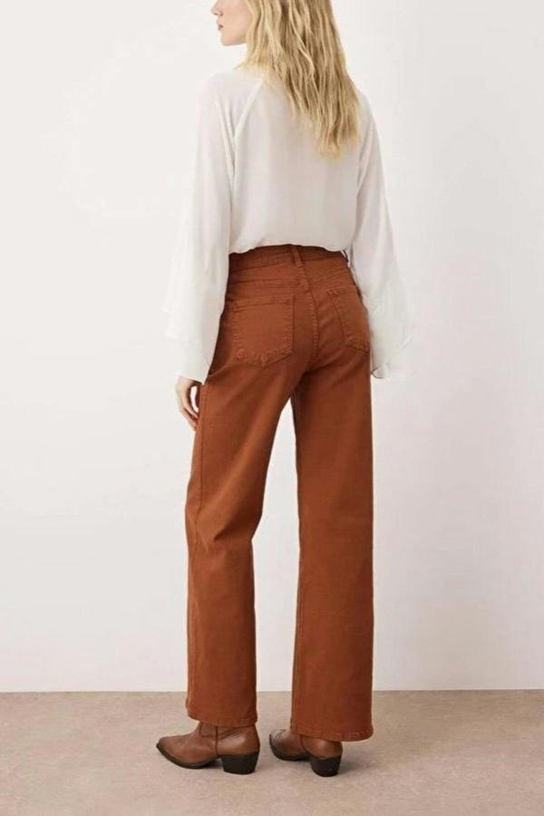 WOVCOR Button Detailed High Waist Wide Leg Comfort Jeans