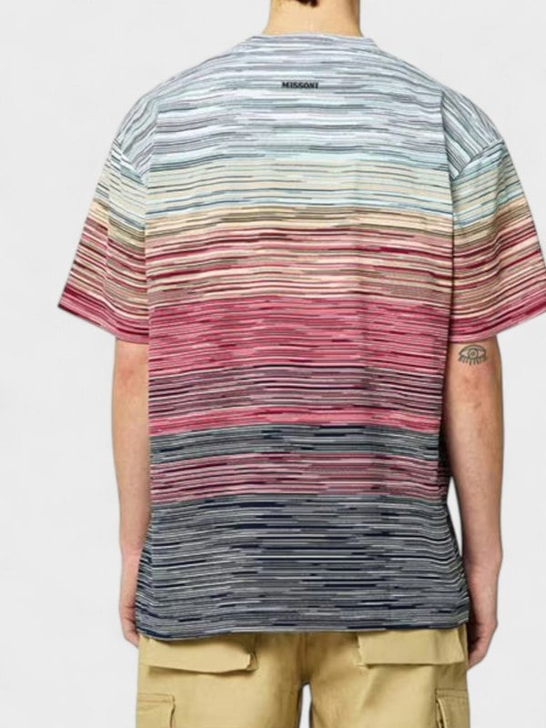 Missoni Space Dye Cotton T Shirt Blue Red - Supplied FashionMissoni