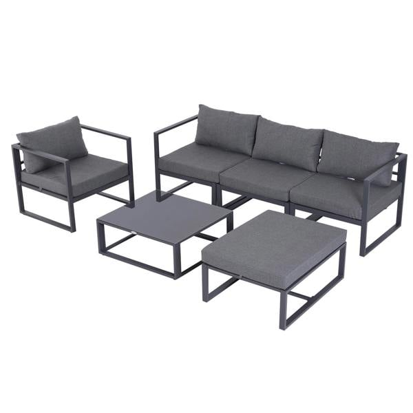 Wyld Haus Nimavi 6 Seater Outdoor Sofa Set with Coffee Table Chair and Stool