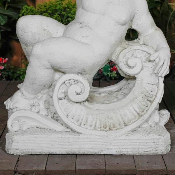 Very Large Pair of Cherub Statues with Fancy Columns 
