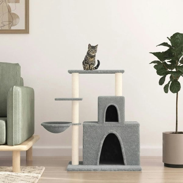 Berkfield Cat Tree with Sisal Scratching Posts Light Grey 83 cm
