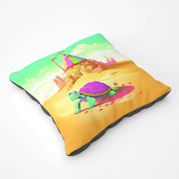 Warren Reed Turtle On A Beach Holiday Floor Cushion