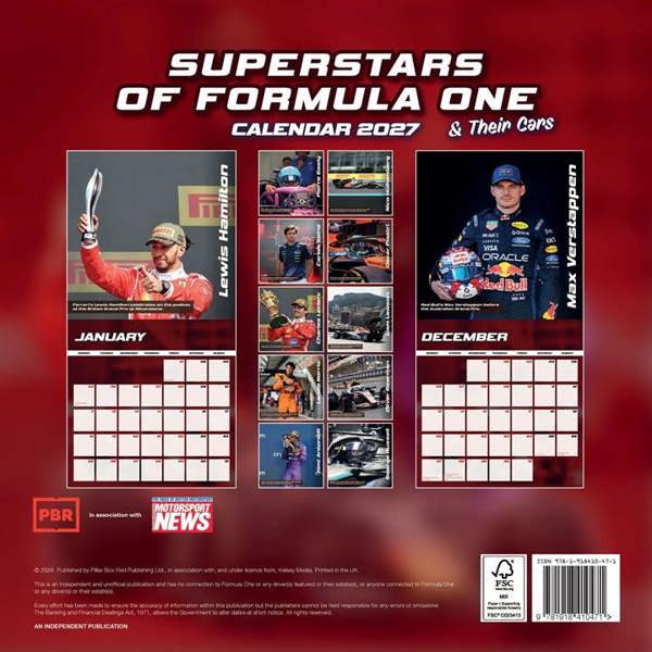 Superstars of Formula 1 Calendar 2027, Wall Calendars, Month To View, Sports, Gift