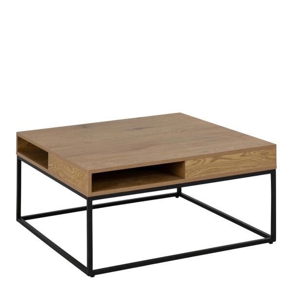 Wyld Haus Pisa Square Wild Oak Effect Coffee Table Steel Base Open Storage