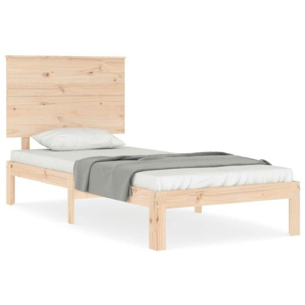 Berkfield Bed Frame with Headboard Small Single Solid Wood