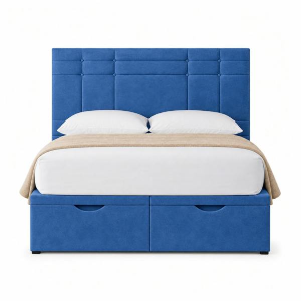 Great British Beds Prague Divan Ottoman Bed - Blue Plush