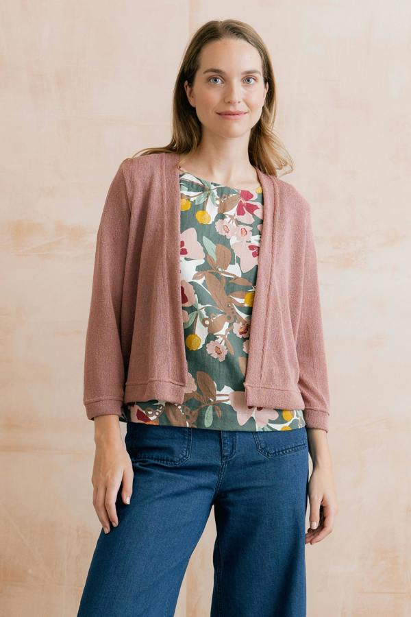 Lily & Me Shore Light Knit Cropped Cardigan Soft Pink