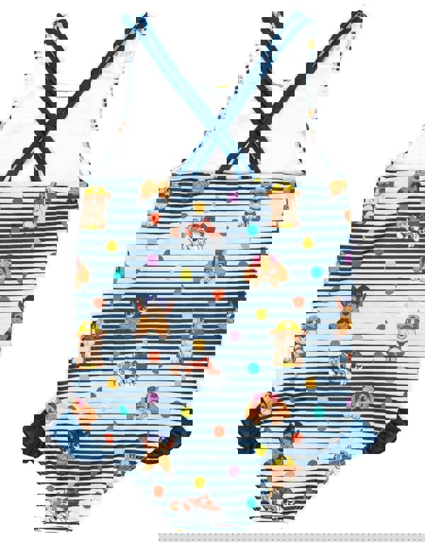 Paw Patrol Girls White Striped 1 Piece Swimming Costume