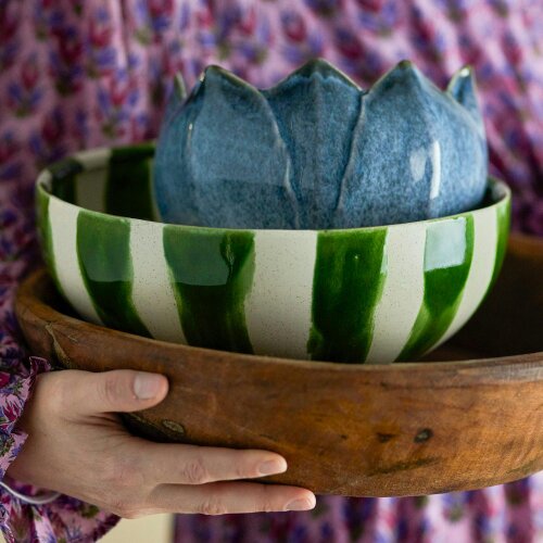 Love Frankie Emerald & Bone XL Stoneware Serving Bowl