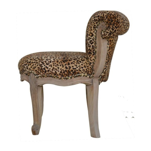 Artisan Furniture Solid Wood Leopard Print Studded Chair
