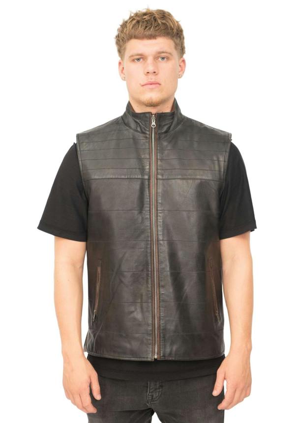 Infinity Leather Mens Reversible Black and Brown Leather Gilet-Preston