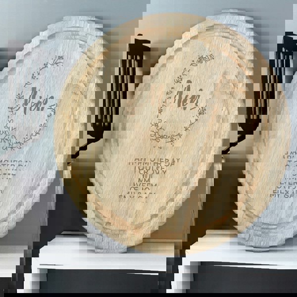 Personalised Memento Company Personalised Mum Round Wooden Chopping Heart