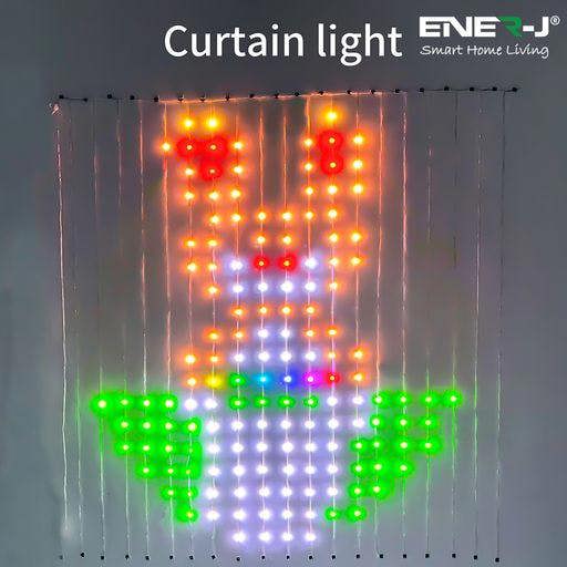 ENER-J Smart Curtain Fairy Lights 2x2m, 400 LEDs, Remote Included, App & Voice Control, Bedroom, Party & Home Decor