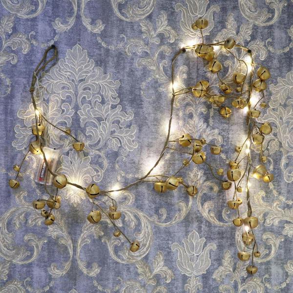 150cm Golden Pre-Lit Hanging Garland with 20 Warm White LEDs for Christmas Display image 5