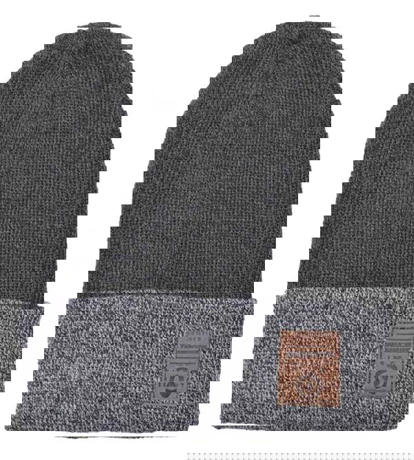 Lambretta Knitted Fleece Turn Up Bobble Skater Style Beanie Hat