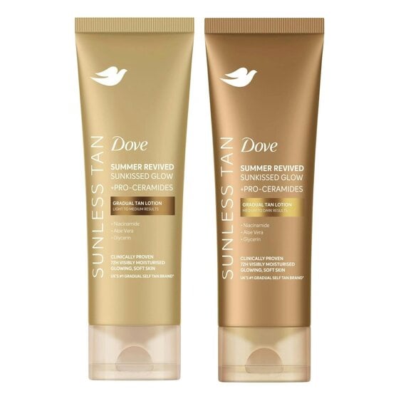 Dove Summer Revived Tanning Lotion Duo for Fair-Medium & Medium-Dark, 4x200ml