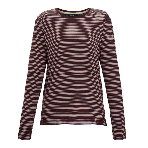 Regatta Womens Federica Stripe Long-Sleeved T-Shirt - Fig/Powder Lilac/Light Vanilla