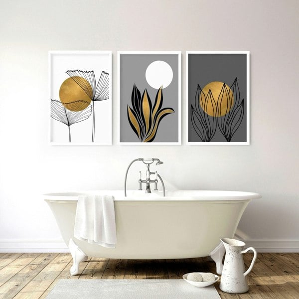 Botanical bathroom | set of 3 bathroom wall decor