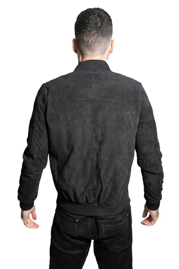 Infinity Leather Mens Retro Goat Suede Varsity Leather Bomber Jacket-Athens