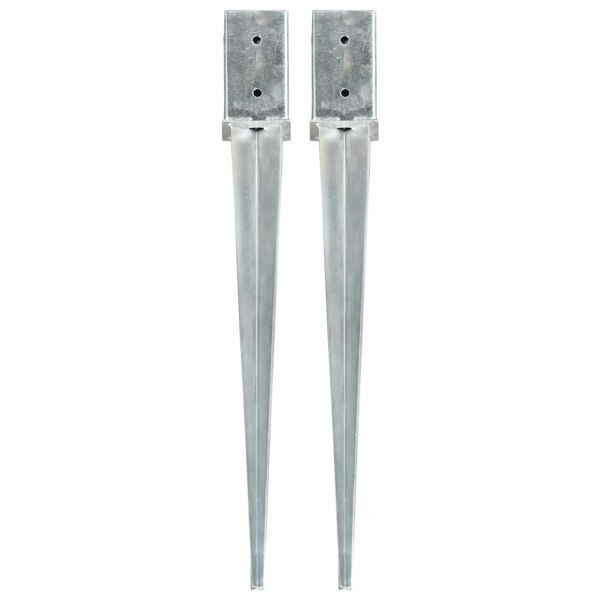 Berkfield Ground Spikes 2 pcs Silver 8x8x76 cm Galvanised Steel