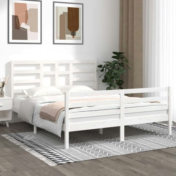 Berkfield Bed Frame White Solid Wood 160x200 cm