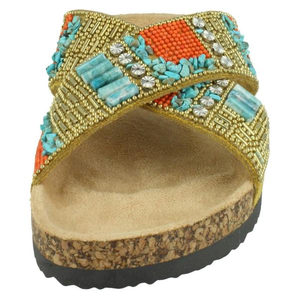Spot On Ladies Spot On Beaded Mules F00347