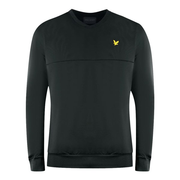 Lyle & Scott V-Neck Colour Block Midlay Jumper - Black