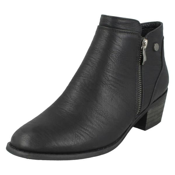 Spot On Ladies Spot On Mid Heel Ankle Boots F51137