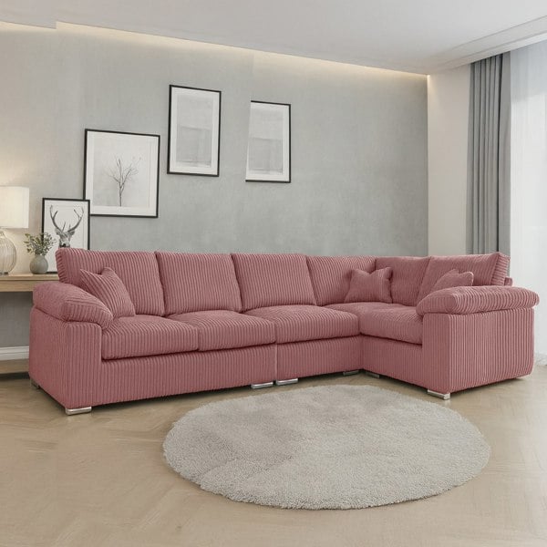 Furnishings For Less Delta Full Jumbo Cord 5 Seater L Shaped Corner Sofa