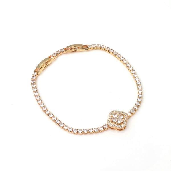 Say It With Single Clover Tennis Bracelet - Yellow Gold