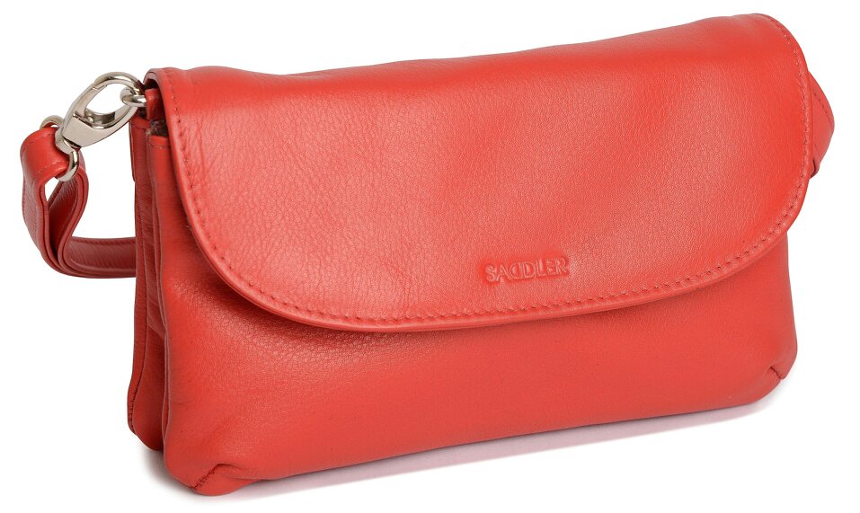 SADDLER Audrey Compact Leather Crossbody Bag & Clutch – Versatile & Stylish - Gift Boxed - Red