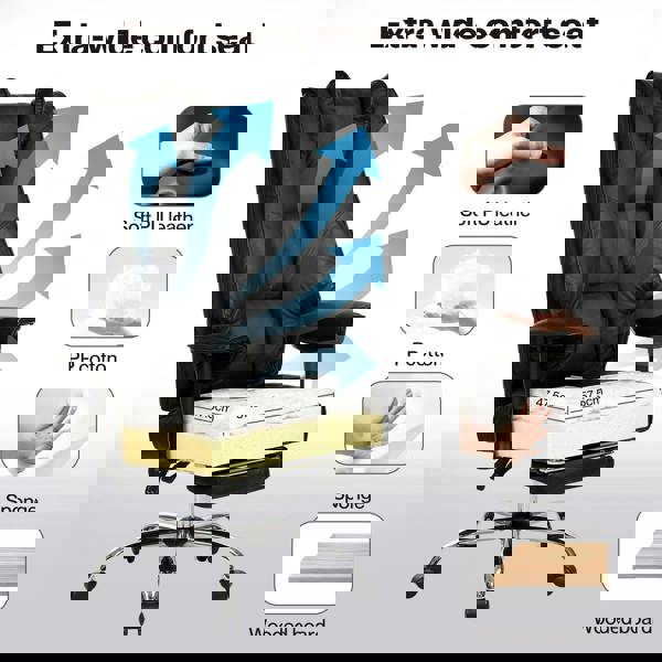 Levede Office Chair Big Tall High Back Heavy Duty PU Recliner Executive Chair