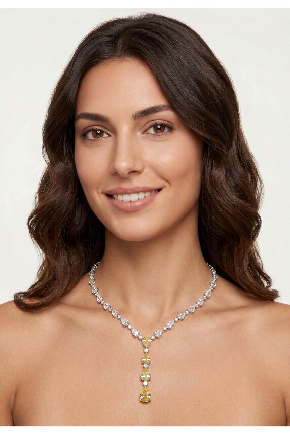 Latelita Elizabeth Statement Necklace Yellow Topaz Silver