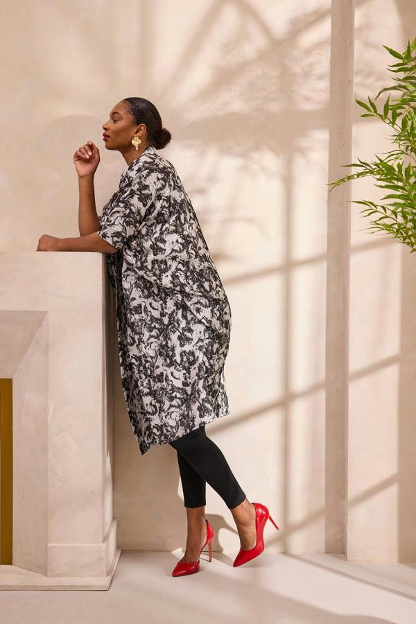 Lioness by TF Monochrome Brocade Kimono Jacket