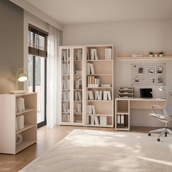 Furniture To Go Alice Springs Tall Wide Bookcase with 5 Shelves in Sand