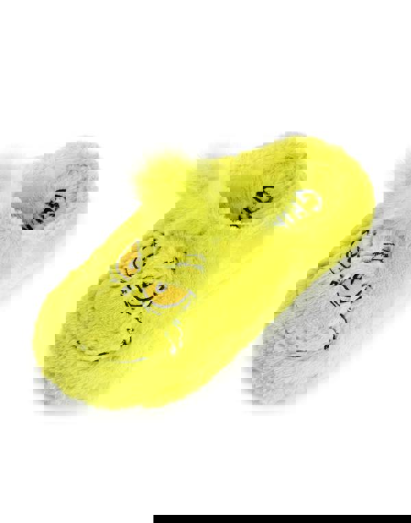 The Grinch Mens Green Embroided Face Mule Slippers