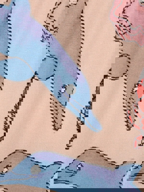 Mini Rodini Mini Rodini Girls Pink Cotton Dolphin Print Dress