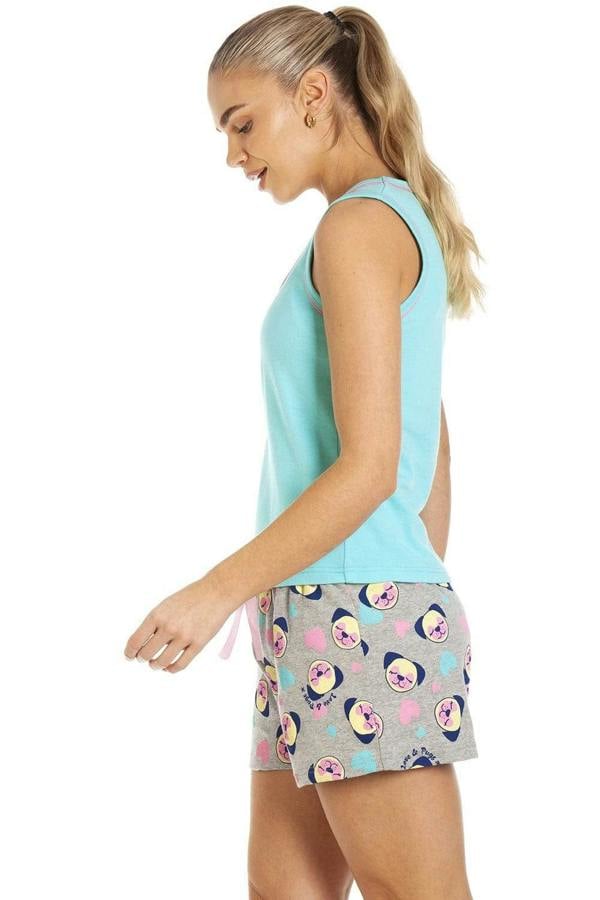 Womens Pug & Cat Short Pyjama Sets