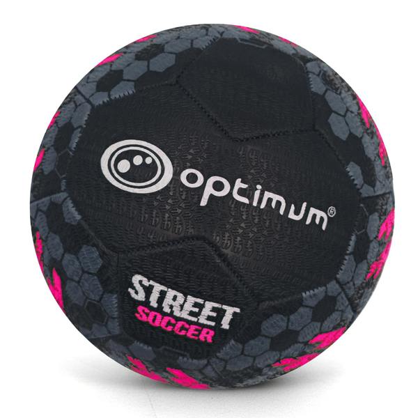 Street Football – Pink, tyre-grip Korean rubber match & training ball, all surfaces, Sizes Mini–5 - Optimum