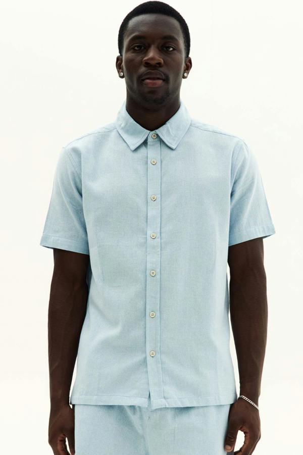 Men’s Premium Short Sleeve Shirt & Shorts Co-Ord Set - light blue