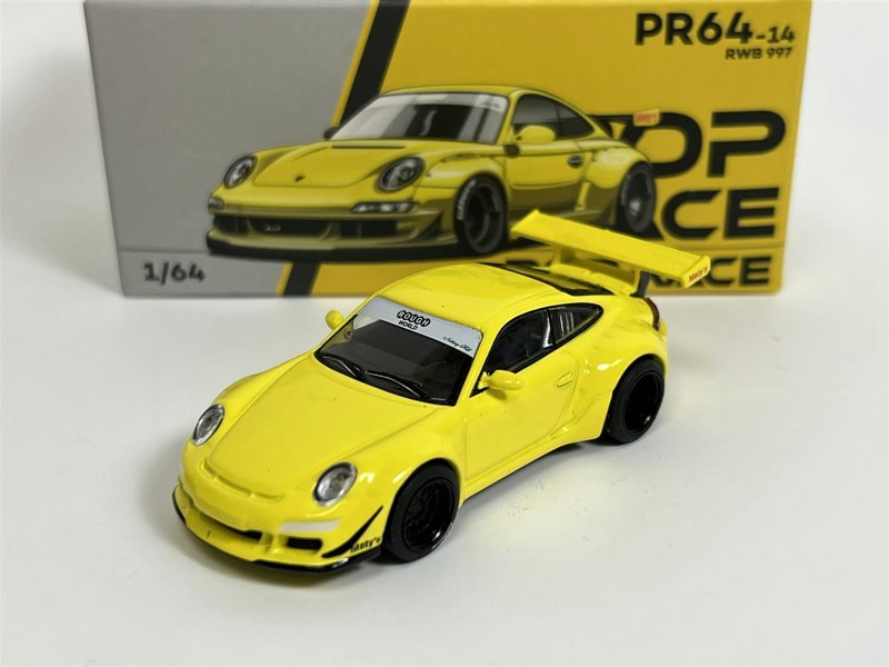 Pop Race Porsche RWB 997 Notting Hill Yellow 1:64 Scale PR640014